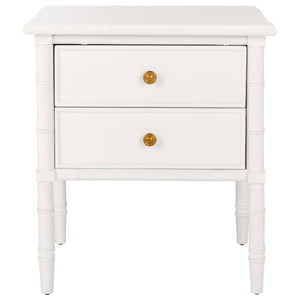 Safavieh Mina Modern Coastal 2 Drawer 25 H Bamboo Nightstand - White