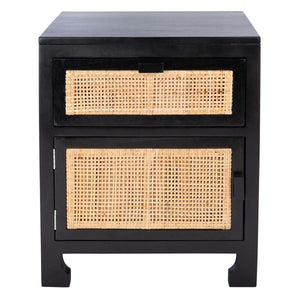 Safavieh Dave 1 Drawer 1 Door Nightstand - Black/Natural