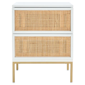 Safavieh Zadie 2 Drawer Rattan Nightstand - White / Natural