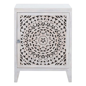 Safavieh Thea 1 Door Carved Nightstand - White Washed