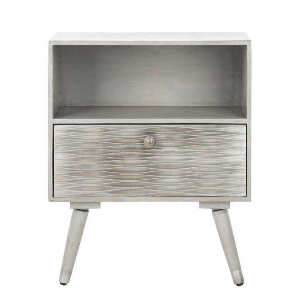 Safavieh Brandy 1 Drawer Textured Nightstand - Grey Walnut