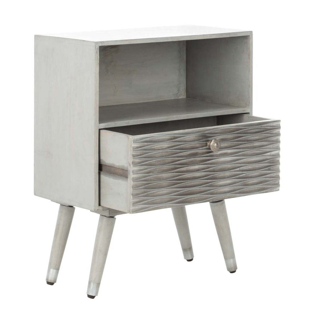 Safavieh Brandy 1 Drawer Textured Nightstand - Grey Walnut