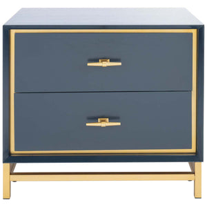 Safavieh Fenno 2 Drawer Nightstand - Teal / Brass