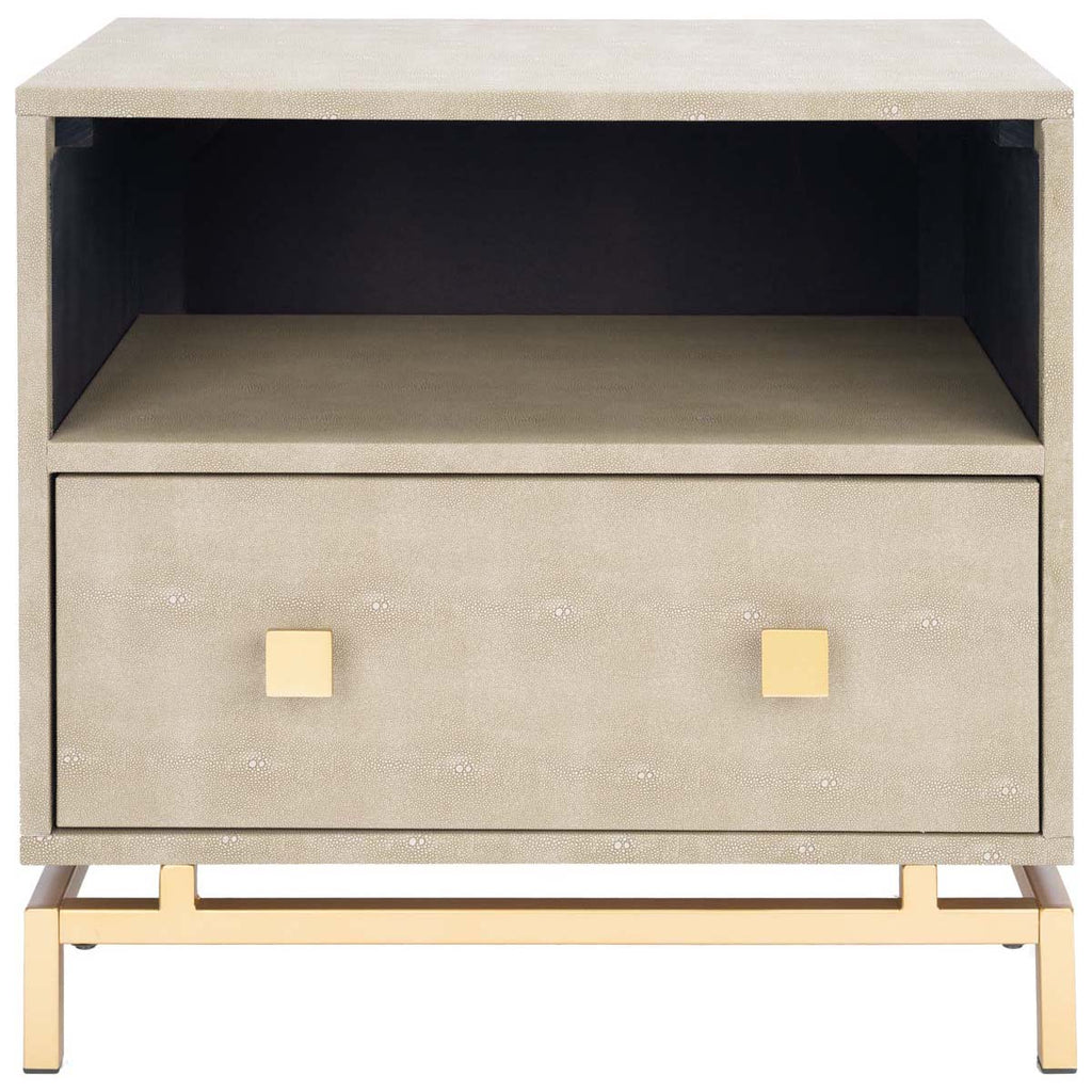 Safavieh Meilana 1 Shelf 1 Drawer Nightstand - Light Taupe / Brass