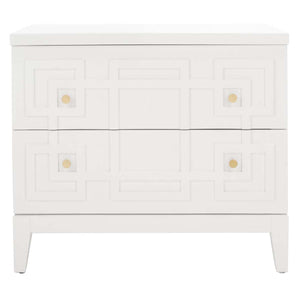 Safavieh Luiza 2 Drawer Nightstand - White / Gold