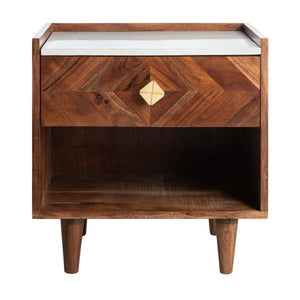 Safavieh Tahseen Parquet Nightstand - Natural / White