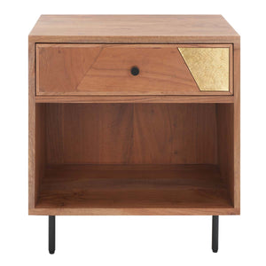 Safavieh Benford 1 Drawer Nighstand - Natural/Gold