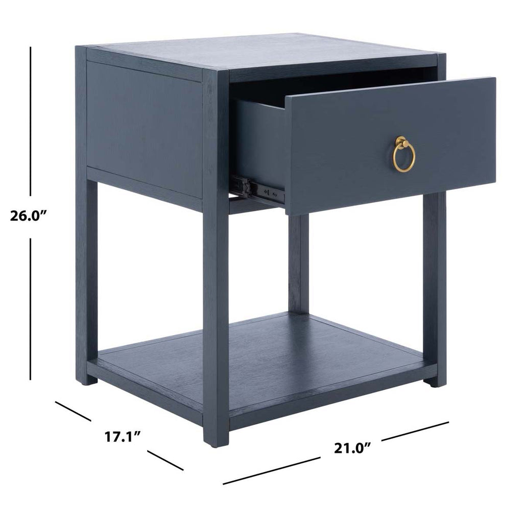Safavieh Yudi 1 Drawer 1 Shelf Nightstand-Navy