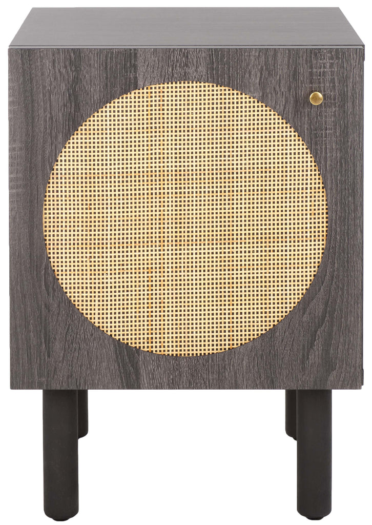 Safavieh Ophelia 1 Door Night Stand - Distressed Black / Natural