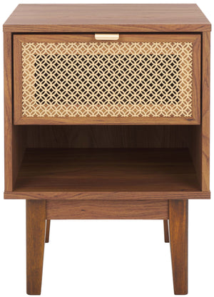 Safavieh Ceu 1 Drawer Night Stand - Walnut / Gold