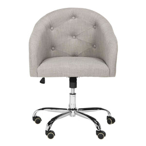 Safavieh Amy Tufted Linen Chrome Leg Swivel Office Chair - Grey / Chrome