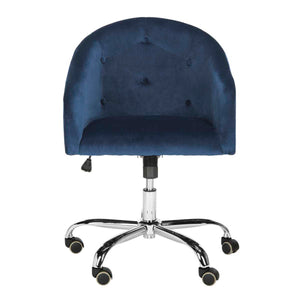 Safavieh Amy Tufted Velvet Chrome Leg Swivel Office Chair - Navy / Chrome