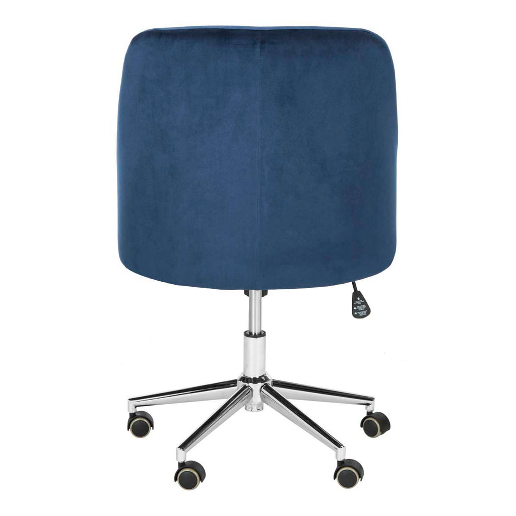 Safavieh Adrienne Velvet Chrome Leg Swivel Office Chair - Navy / Chrome