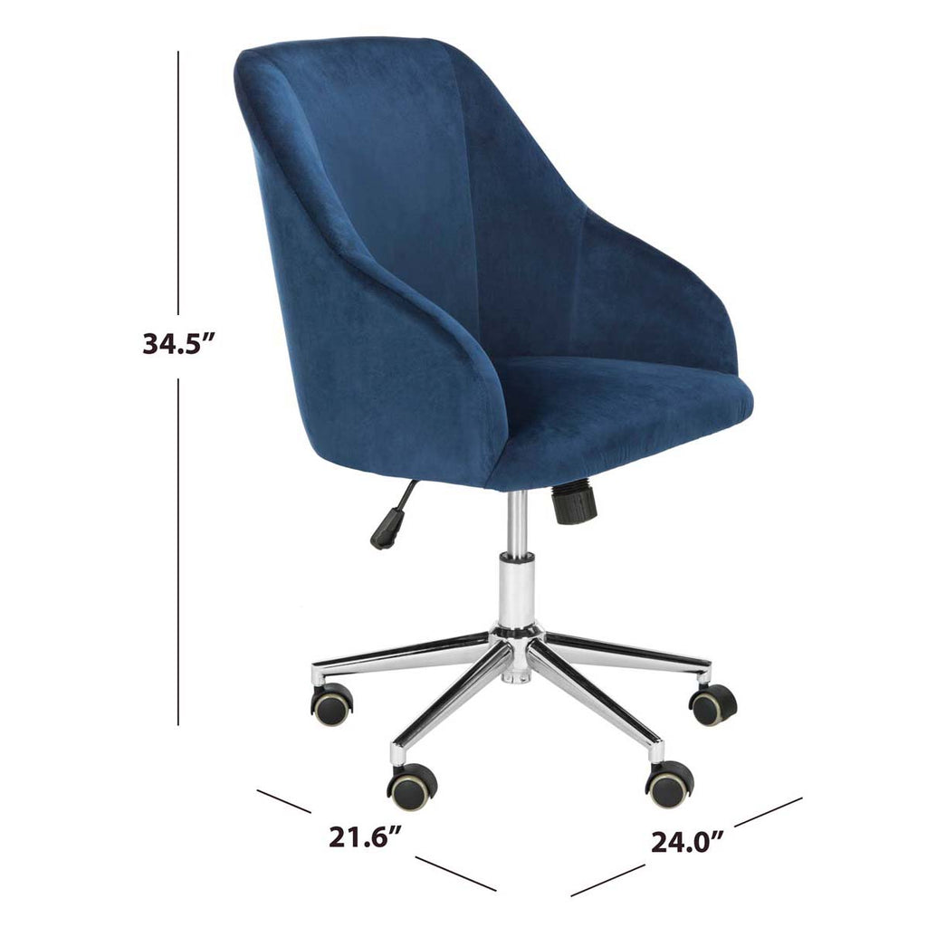 Safavieh Adrienne Velvet Chrome Leg Swivel Office Chair - Navy / Chrome