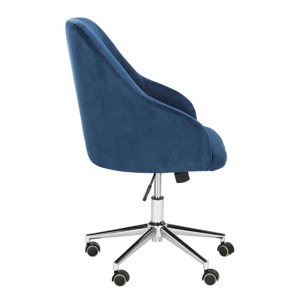 Safavieh Adrienne Velvet Chrome Leg Swivel Office Chair - Navy / Chrome