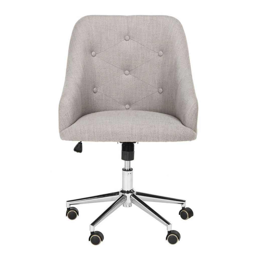 Safavieh Evelynn Tufted Linen Chrome Leg Swivel Office Chair - Grey / Chrome