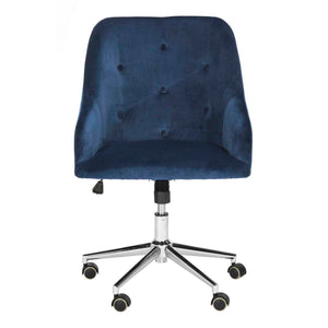 Safavieh Evelynn Tufted Velvet Chrome Leg Swivel Office Chair - Navy / Chrome