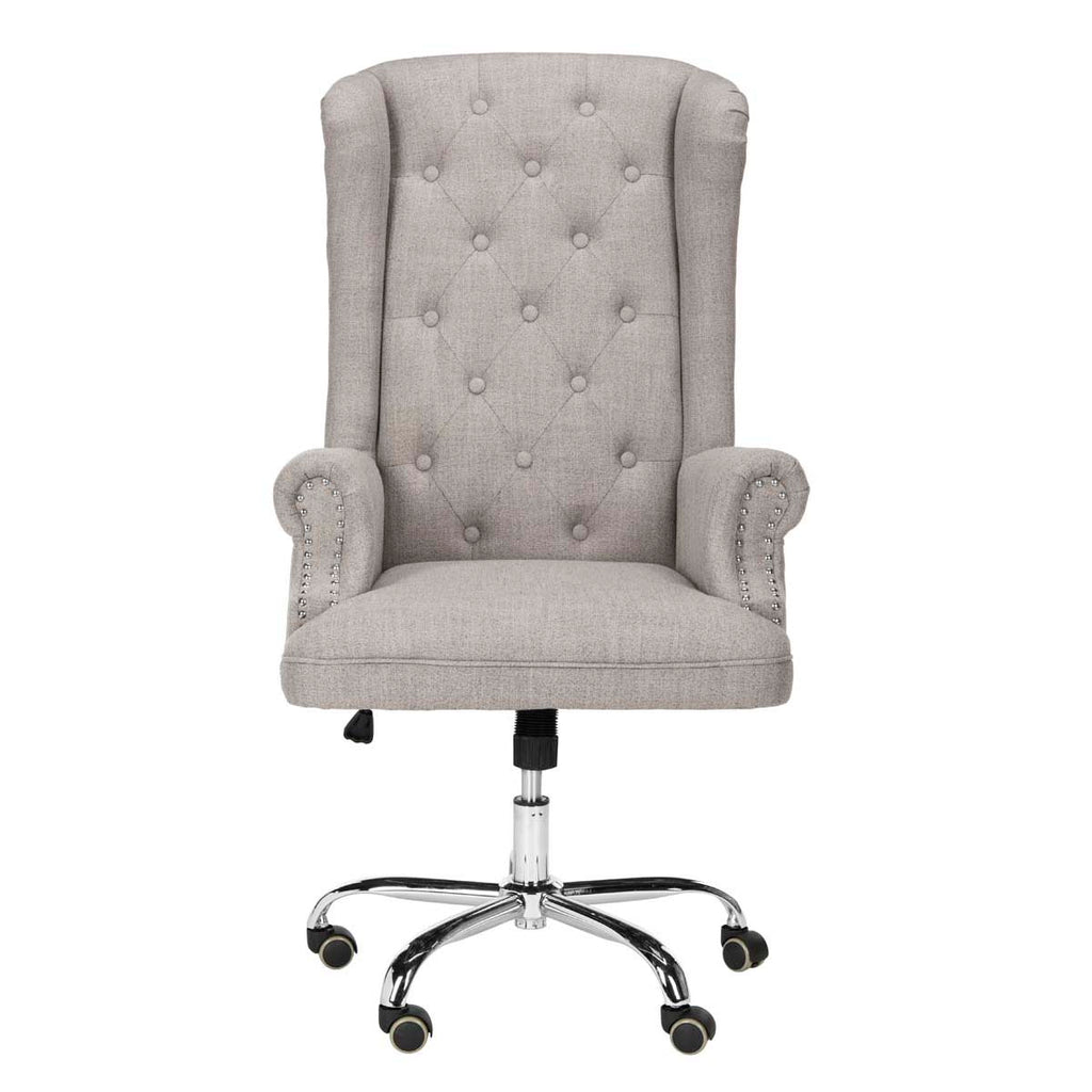 Safavieh Ian Linen Chrome Leg Swivel Office Chair - Grey / Chrome