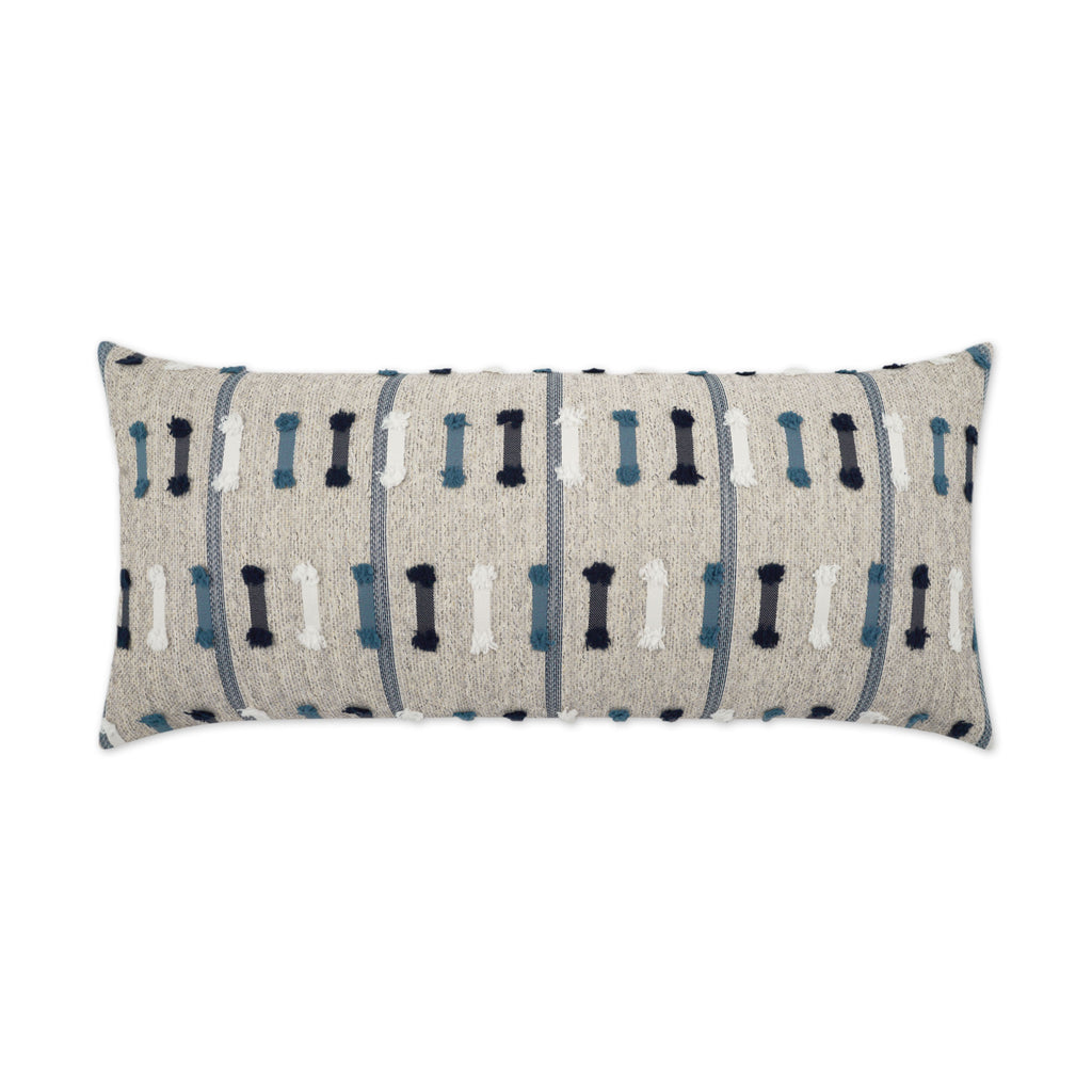 Tassel Stripe Lumbar Outdoor Throw Pillow - Blue | DV KAP