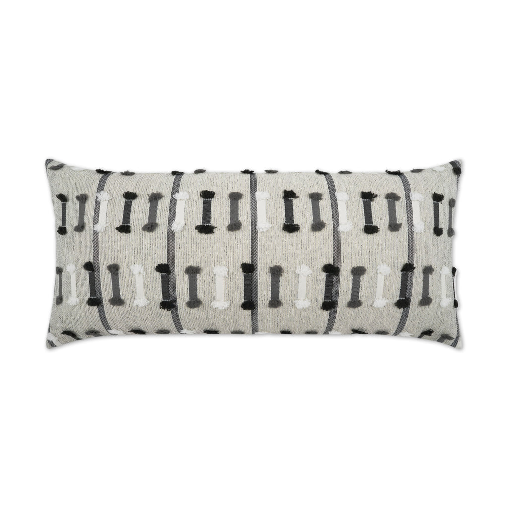Tassel Stripe Lumbar Outdoor Throw Pillow - Grey | DV KAP