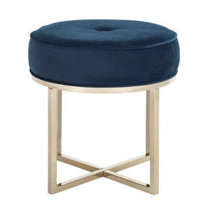 Safavieh Angelea Round Ottoman - Navy / Brass