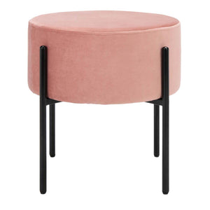 Safavieh Lisbon Round Ottoman - Dusty Rose / Black