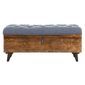 Safavieh Liam Tufted Cocktail Ottoman - Navy / Dark Oak