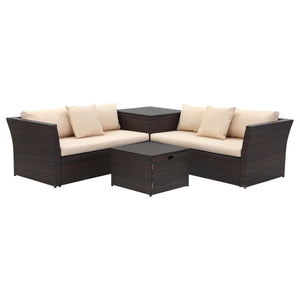 Safavieh Welch Outdoor Living Sectional Set With Storage - Brown/Beige