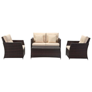 Safavieh Parry 4 Pc Outdoor Living Set - Brown/Beige