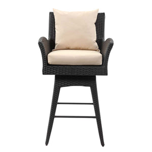 Safavieh Hayes Outdoor Wicker Swivel Armed Counter Stool - Black/Beige
