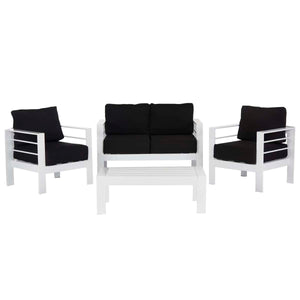 Safavieh Nason 4 Pc Outdoor Living Set - White/Black