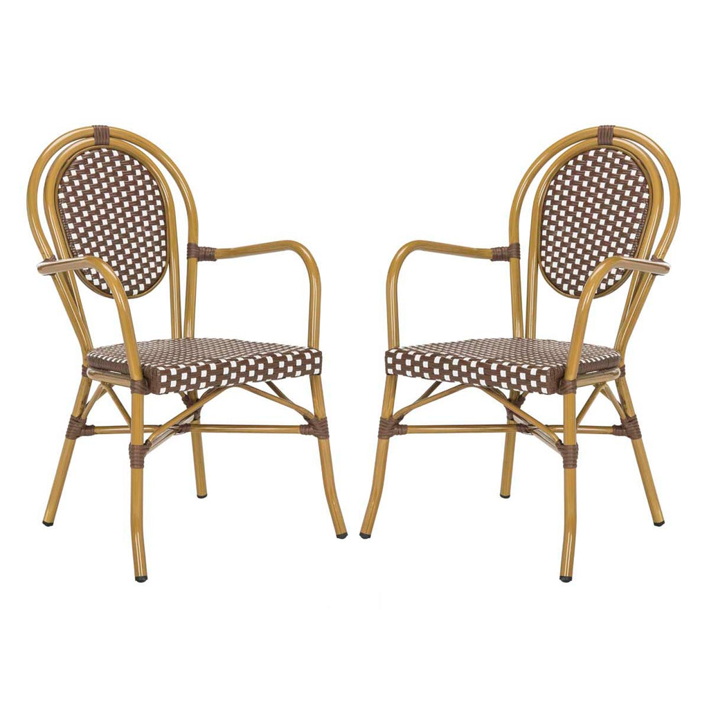 Safavieh Rosen French Bistro  Arm Chair - Brown/White (Set of 2)