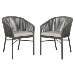 Safavieh Matteo  Stackable Rope Chair - Grey/Grey Cushion (Set of 2)