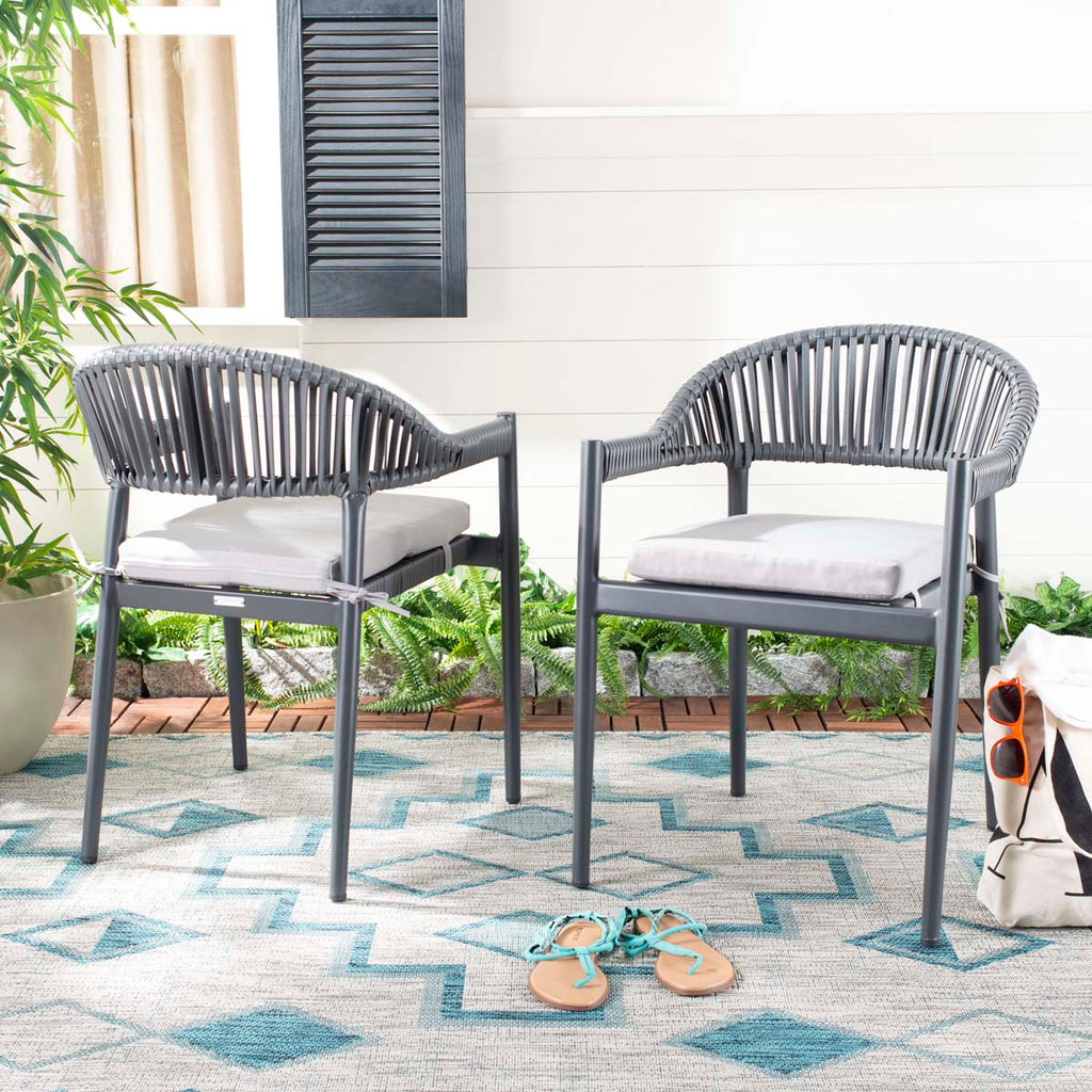 Safavieh Greer Stackable Rope Chair - Grey/Grey Cushion (Set of 2)