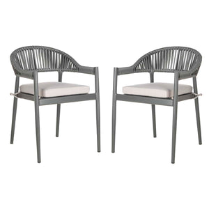Safavieh Greer Stackable Rope Chair - Grey/Grey Cushion (Set of 2)
