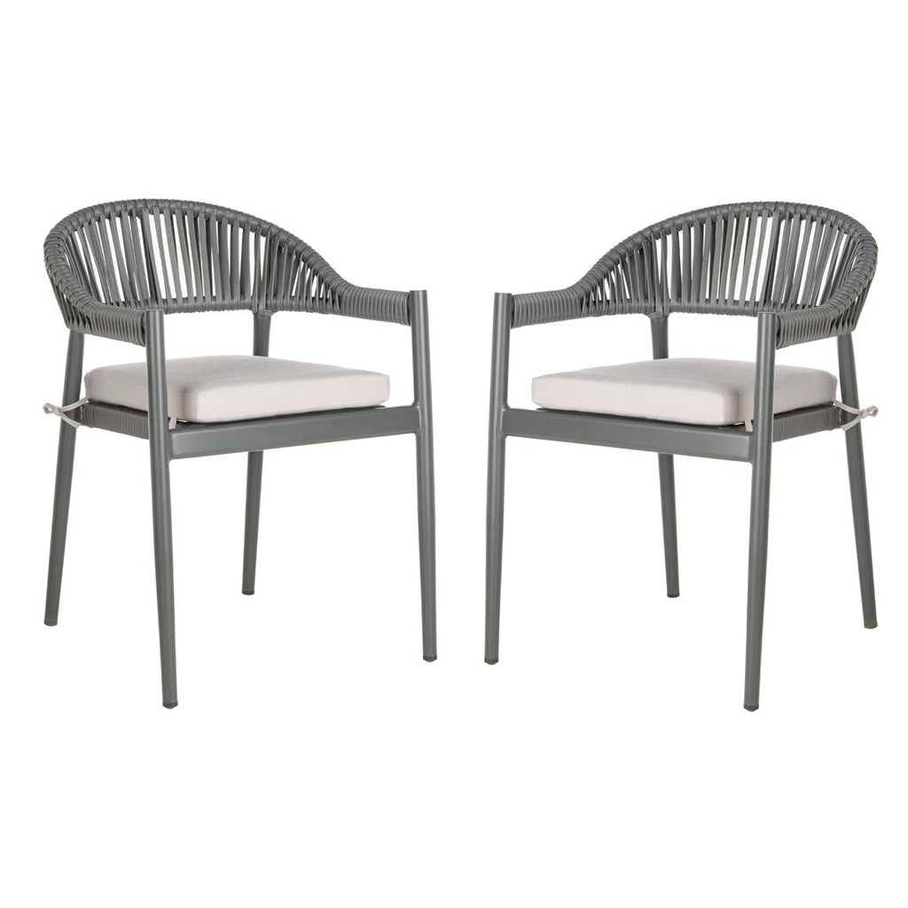 Safavieh Greer Stackable Rope Chair - Grey/Grey Cushion (Set of 2)