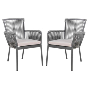 Safavieh Paolo Stackable Rope Chair - Grey/Grey Cushion (Set of 2)