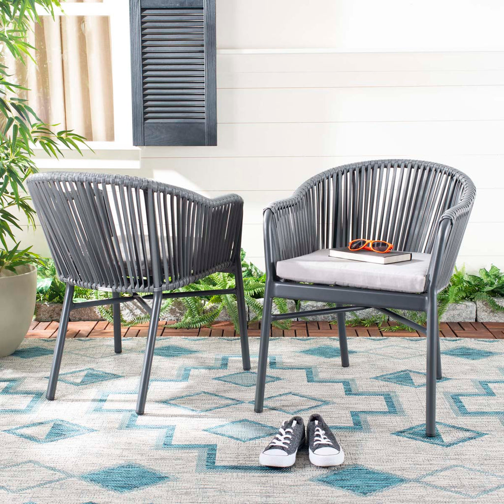 Safavieh Stefano Stackable Rope Chair - Grey/Grey Cushion (Set of 2)