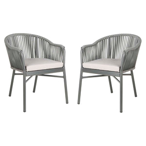 Safavieh Stefano Stackable Rope Chair - Grey/Grey Cushion (Set of 2)