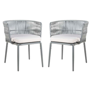 Safavieh Kiyan Rope Chair - Grey/Grey Cushion (Set of 2)