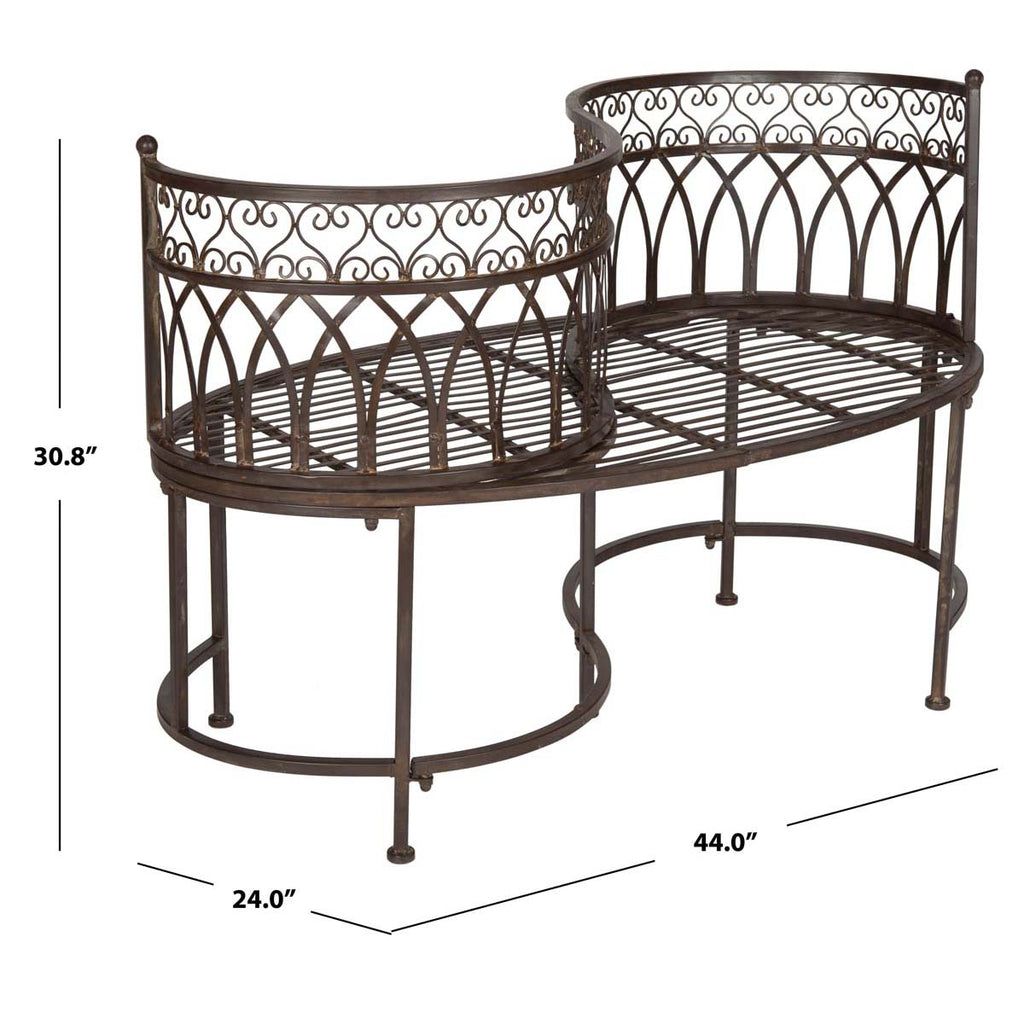 Safavieh Lara Kissing Bench - Rustic Brown