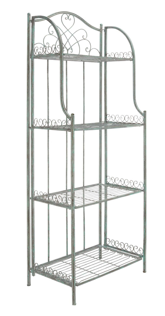 Safavieh Amaris Wrought Iron? 4 Tier Outdoor Bakers Rack - Antique Green