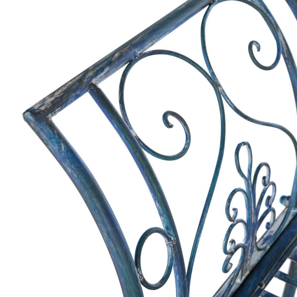 Safavieh Adina Wrought Iron 51.25-Inch W Outdoor Garden Bench - Antique Blue