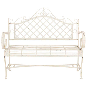Safavieh Abner Wrought Iron 45.75-Inch W Outdoor Garden Bench - Antique White