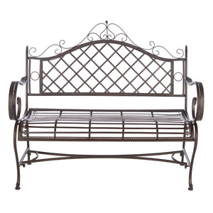 Safavieh Abner Wrought Iron 45.75-Inch W Outdoor Garden Bench - Rustic Brown