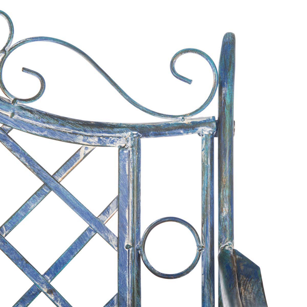 Safavieh Abner Wrought Iron 45.75-Inch W Outdoor Garden Bench - Antique Blue