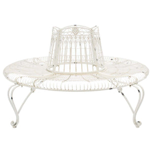 Safavieh Ally Darling Wrought Iron 60.25-Inch W Outdoor Tree Bench - Antique White