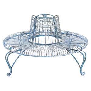 Safavieh Ally Darling Wrought Iron 60.25 Inch W Outdoor Tree Bench - Mossy Blue