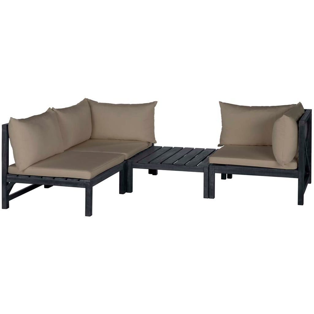 Safavieh Lynwood Outdoor Sectional - Dark Slate Gray / Taupe