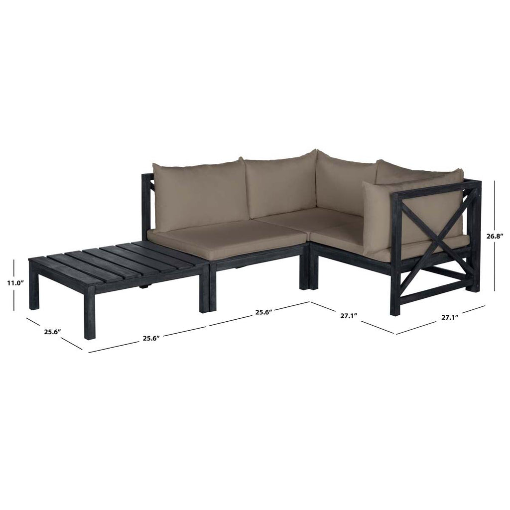 Safavieh Lynwood Outdoor Sectional - Dark Slate Gray / Taupe